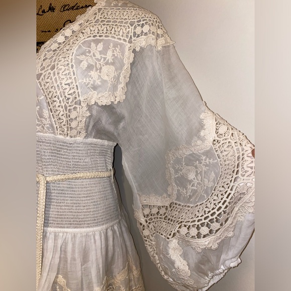 $1,750 ZIMMERMANN Crocheted lace-trimmed tiered ramie-gauze dress in size 1 - Picture 5 of 15